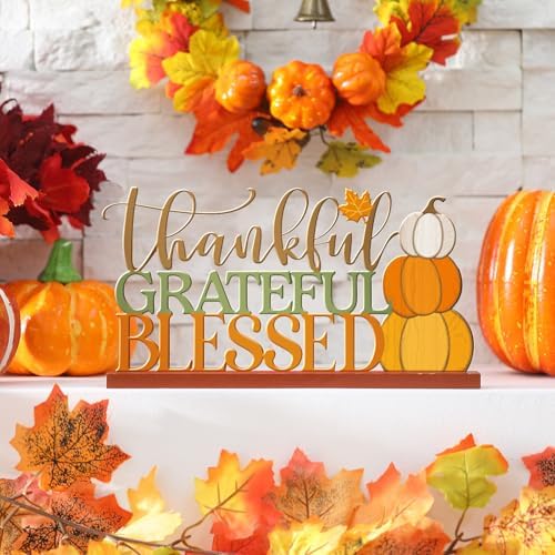Cinnvoice 11.81inch Thanksgiving Table Sign Metal Fall Decorations for Home
