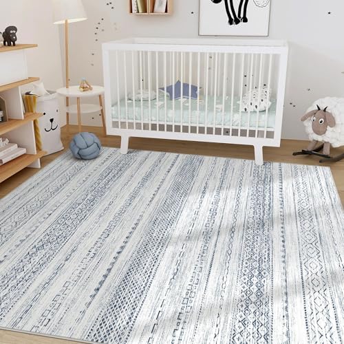 Nakagishi 8x10 Area Rugs Living Room: Washable Boho Large Neutral Soft Farmhouse Rug Stain Resistant Modern Indoor