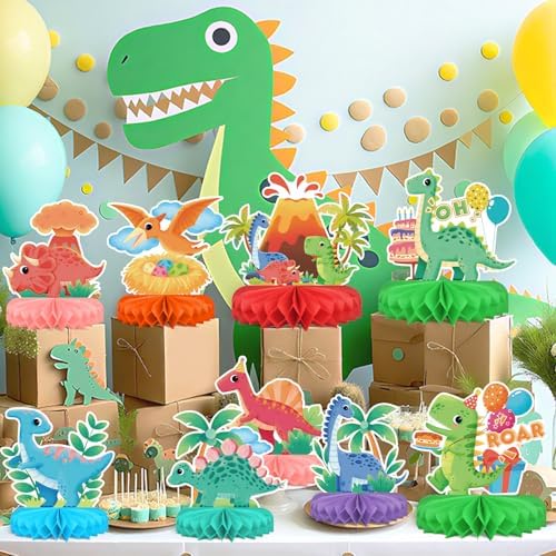 Dinosaur Birthday Party Supplies Kit - Dinosaur Themed Table Decorations with Honeycomb Centerpiece for Splendid Birthday Party Decorations