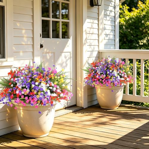 24PCS Artificial Outdoor Flowers, UV Resistant Plastic Flowers