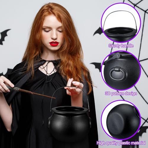 Jenaai 96 Pcs Halloween Bubbling Cauldron Set with 40 Ball Ornaments 2 Lights String 20 g Spider Webs 2 Fake Spider 50 Adhesive Points for Party (Purple, Pink)