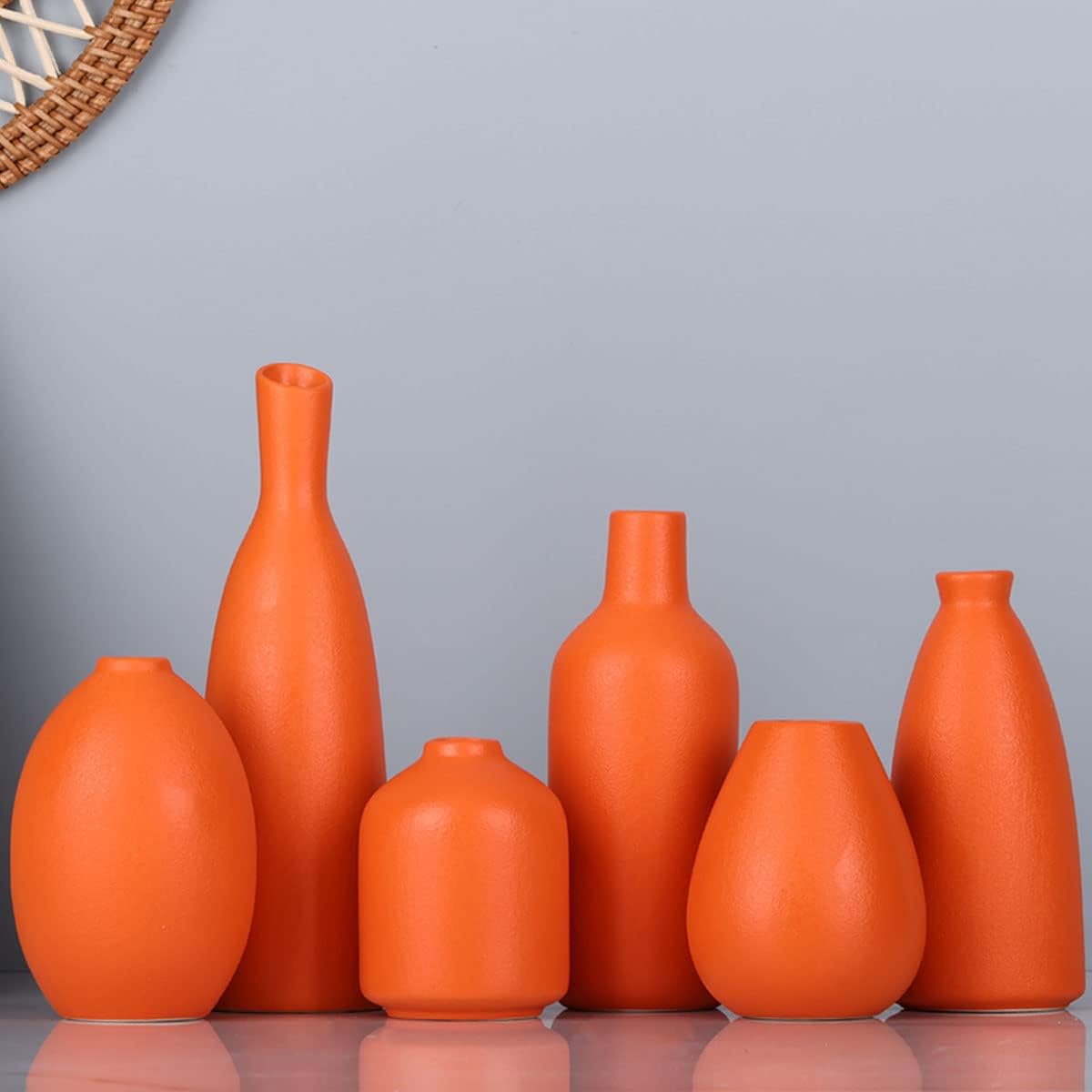 Orange Ceramic Bud Vases / Orange Set / Set of 6