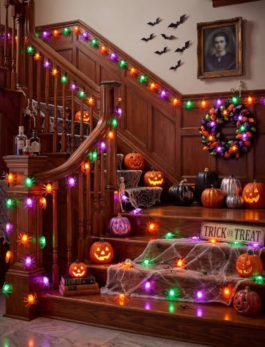 12FT Spider Halloween String Lights with 20 LED Plug in Spider Lights