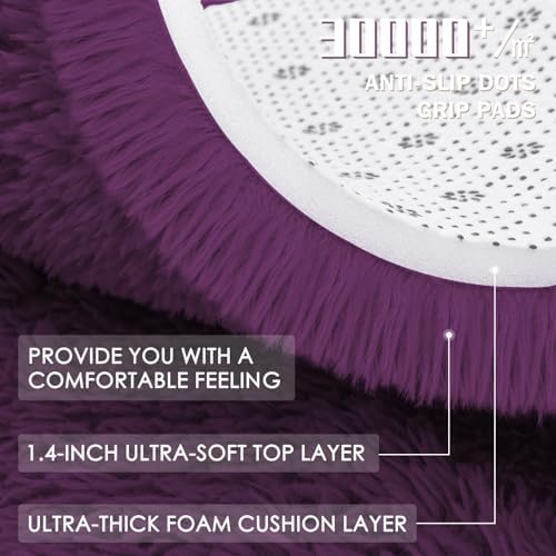 OLANLY Dark Purple Round Rugs for Bedroom - Machine Washable, 3 ft Circle Area Rugs for Living Room, Soft and Fluffy