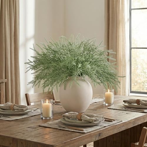 HyeFlora Artificial Outdoor Plants for Spring Summer Decoration,10PCS Fake Greenery Plants Stems Faux Rosemary Bush