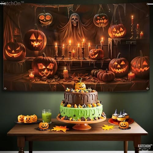 KatchOn Spooky Halloween Backdrop 72x44 Inch | Halloween Party Decorations
