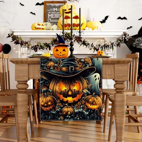 Ghost Pumpkin Table Runner Halloween Decorations for Home Decor