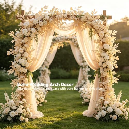 GREENTIME 2Pack 6.5Ft Boho Artificial Eucalyptus Garland with Willow Leaves