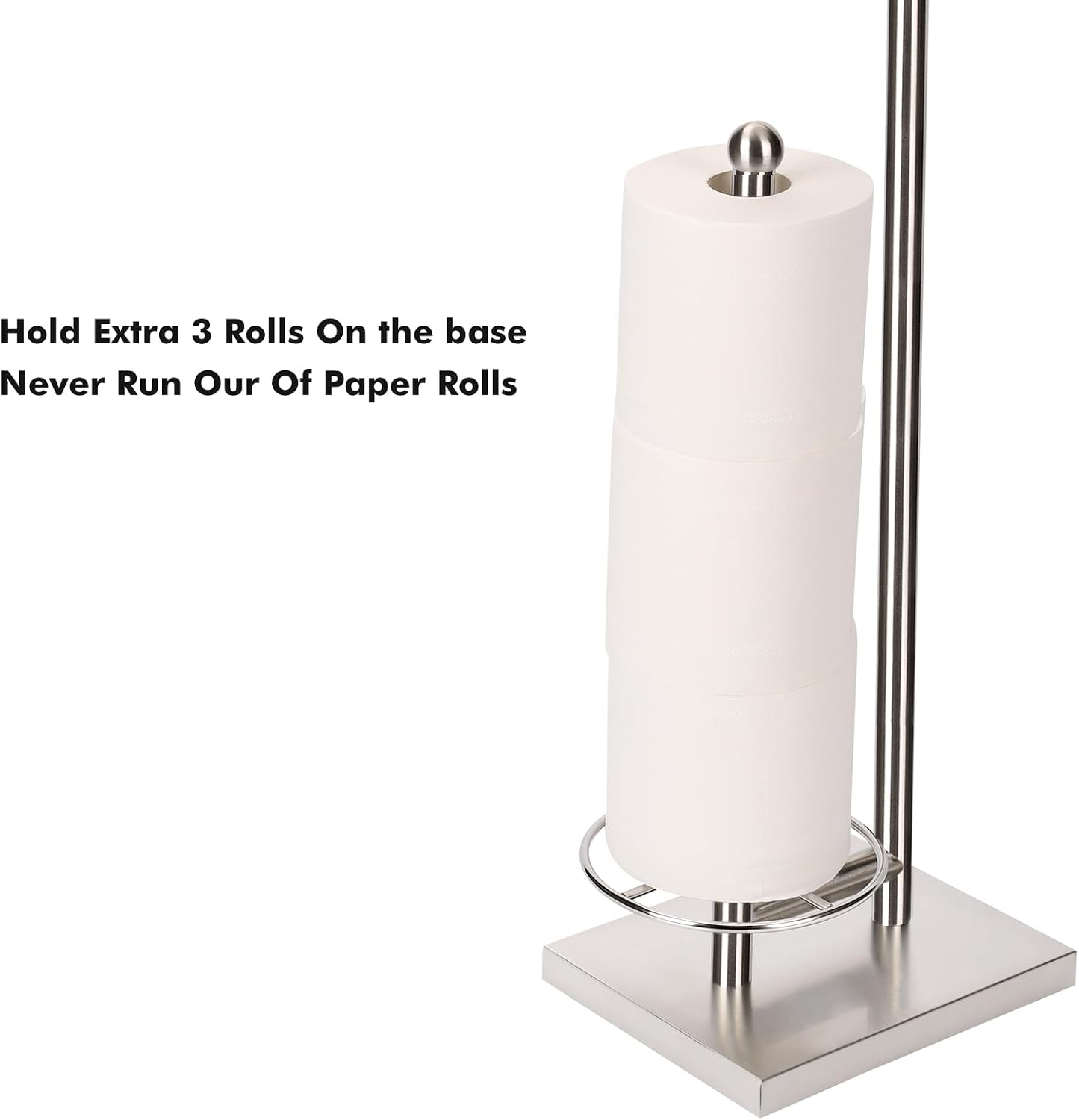 Toilet Paper Holder with Tray At the Top, Heavy-Weighted Stainless Steel Base No Wobbly, Freestanding Toilet Paper