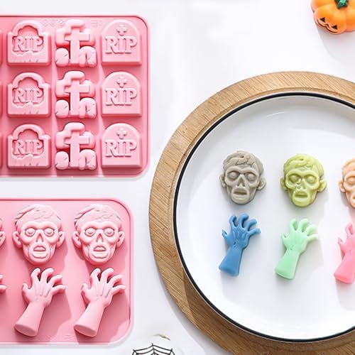 Halloween Silicone Molds Set, Tombstone, Ghost & Zombie Shapes