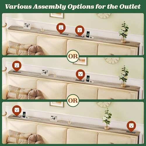 SUPERJARE 102.4 inch Narrow Behind Couch Table with Charging Stations