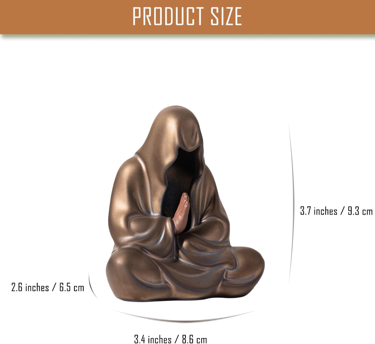Faceless Buddha Statue Small Ceramic Buddha Figurine for Zen Meditation / Bronze