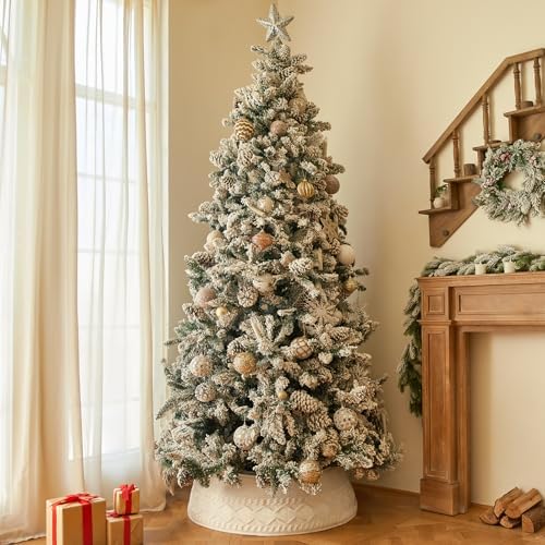 Noiclub Knit Christmas Tree Collar, Christmas Tree Skirt, Cream, 23-30 in