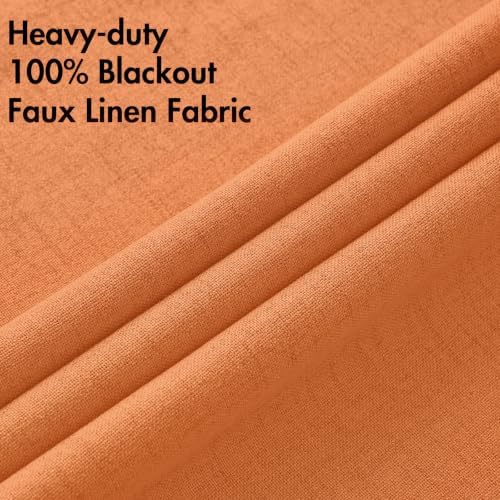 MIULEE 100% Blackout Linen Curtains for Bedroom 52x84 Inches Orange