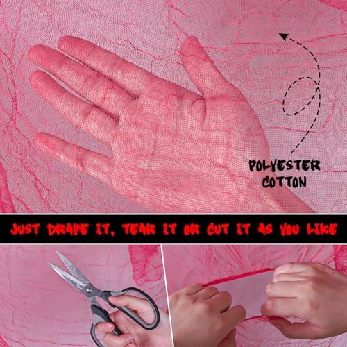 Whaline Halloween Pink Creepy Cloth 276 x 87 Inch Hot Pink Spooky Gauze Clothes Halloween Scary Decoration for Haunted Houses Party Supplies Indoor Outdoor
