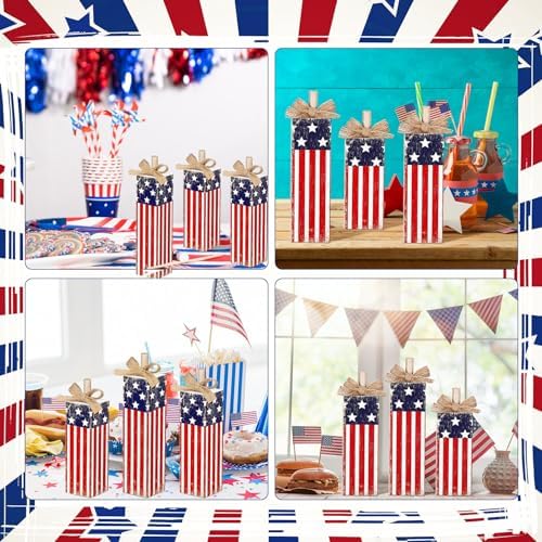 Redbaker 3 Pcs 4th of July Table Decor, Patriotic American Flag Centerpiece