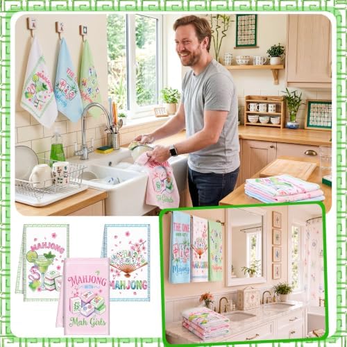Redbaker 6 Pcs Mahjong Kitchen Towels Mahjong Gifts Bulk