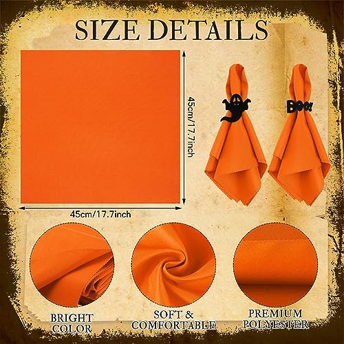Bokon 8 Pack Halloween Napkin Ring Set, Ghost, Orange
