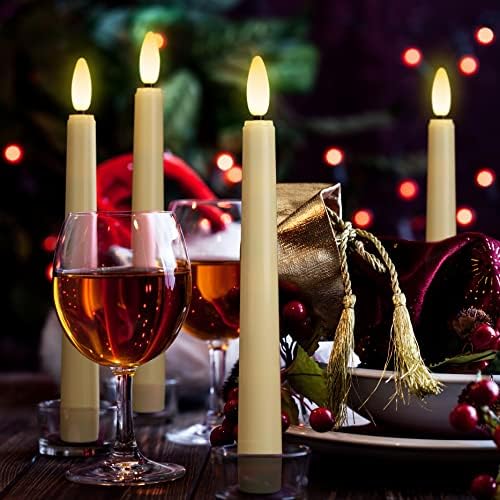 9 PCS Flameless Taper Candles Battery Operated, Realistic Flickering Window Candles with Daily Timer, Remote & Suction Cups Included,for Christmas Home Wedding Decor (Ivory)