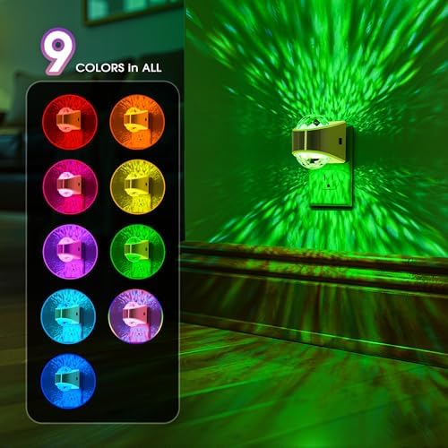 Briignite Night Lights Plug into Wall, Gold Night Light Projector 9-Color