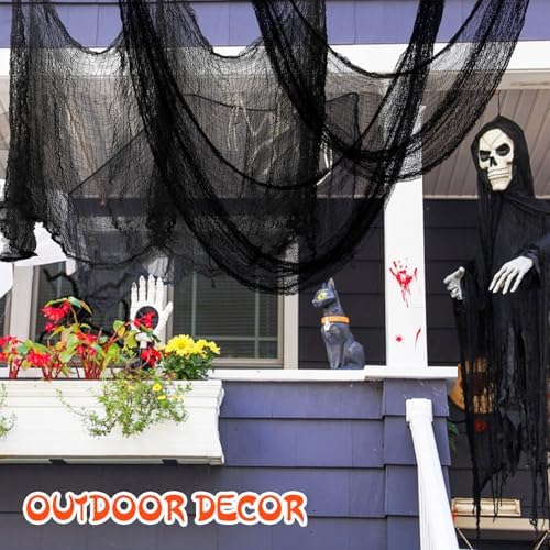 6-Pack 30 x 72 inches Halloween Creepy Cloth Decorations, Black