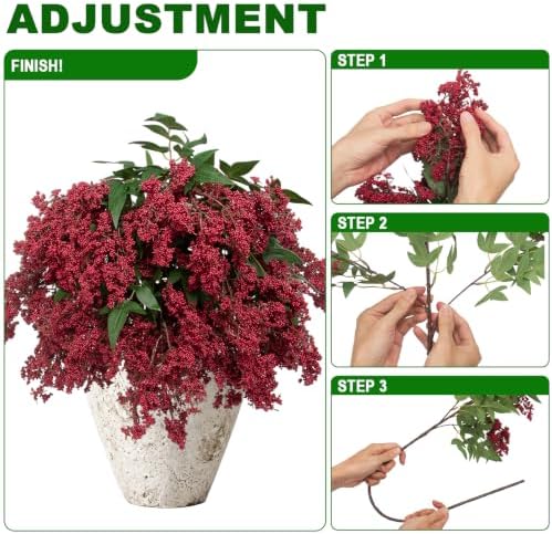 Daynight 4 Pcs Artificial Berry Stem for Vase, 40In Faux Nandina Branches Fall Floral Picks Fake Realistic Berry Spray for Wedding Autumn Farmhouse Home Decor(4, RED, 40Inch)