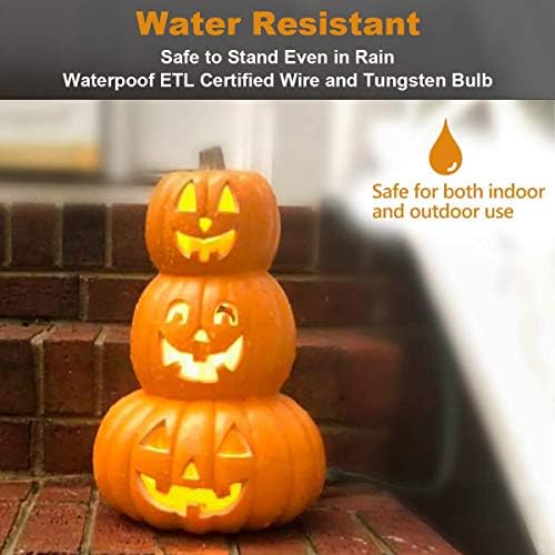 14“ Halloween Pumpkin Lantern - Light Up Pumpkin with Unique 3 Tiers Design - Lightened Large Pumpkin with Waterproof ETL Certified Cord Plug and 2 Safety Fuse - 14 Inch