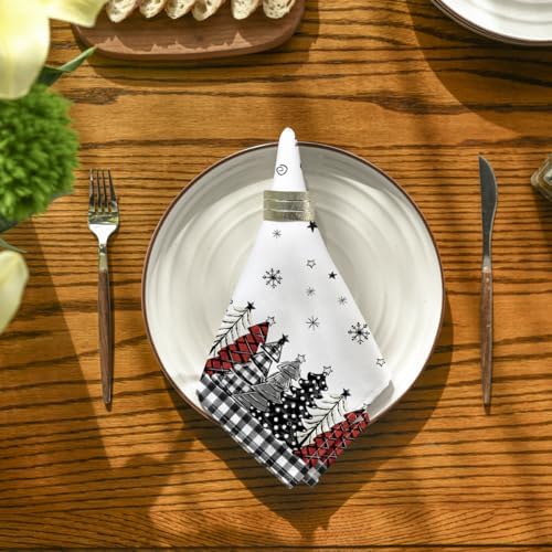Horaldaily Christmas Trees Buffalo Cloth Napkins, Set of 6