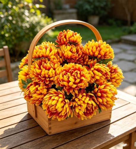 Large Artificial Mums for Outdoors Fall Flowers Silk Chrysanthemum