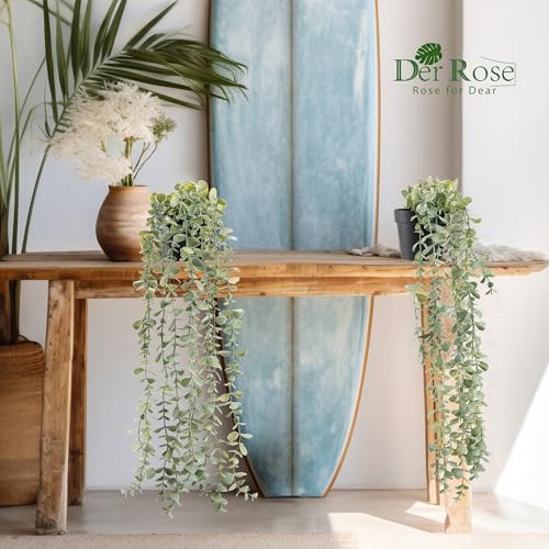 Der Rose 3Pcs Cozy Fake Eucalyptus Hanging Plants for Bathroom Wall Decor
