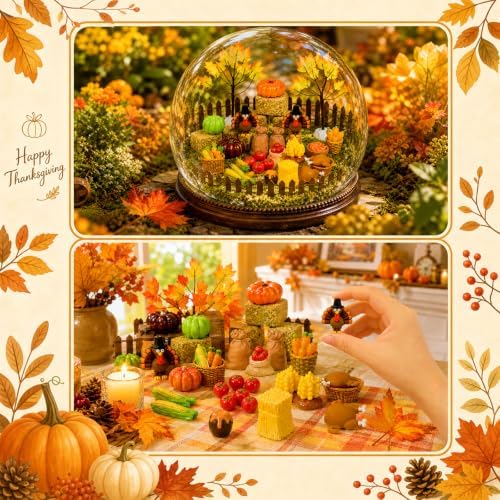 Warmtree Fall Resin Figures, 44 Pcs Thanksgiving Miniatures