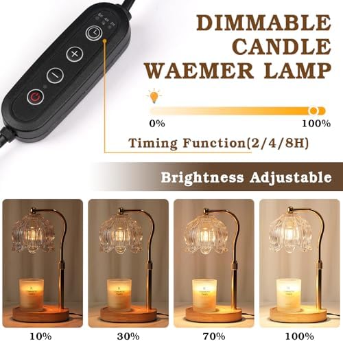 Funistree Flower Candle Warmer Lamp with Timer, Dimmable Candle Lamp Warmer, Christmas Birthday Gifts for Women Mom