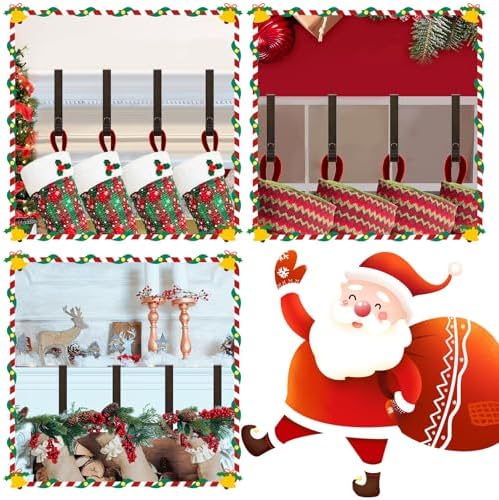 Stocking Holders for Mantle, Christmas Stocking Hooks, 4 Pack Stocking Hangers for Mantel, Non-Skid Stocking Hangers, Lightweight Stocking Hooks for Fireplace Home Party Decor