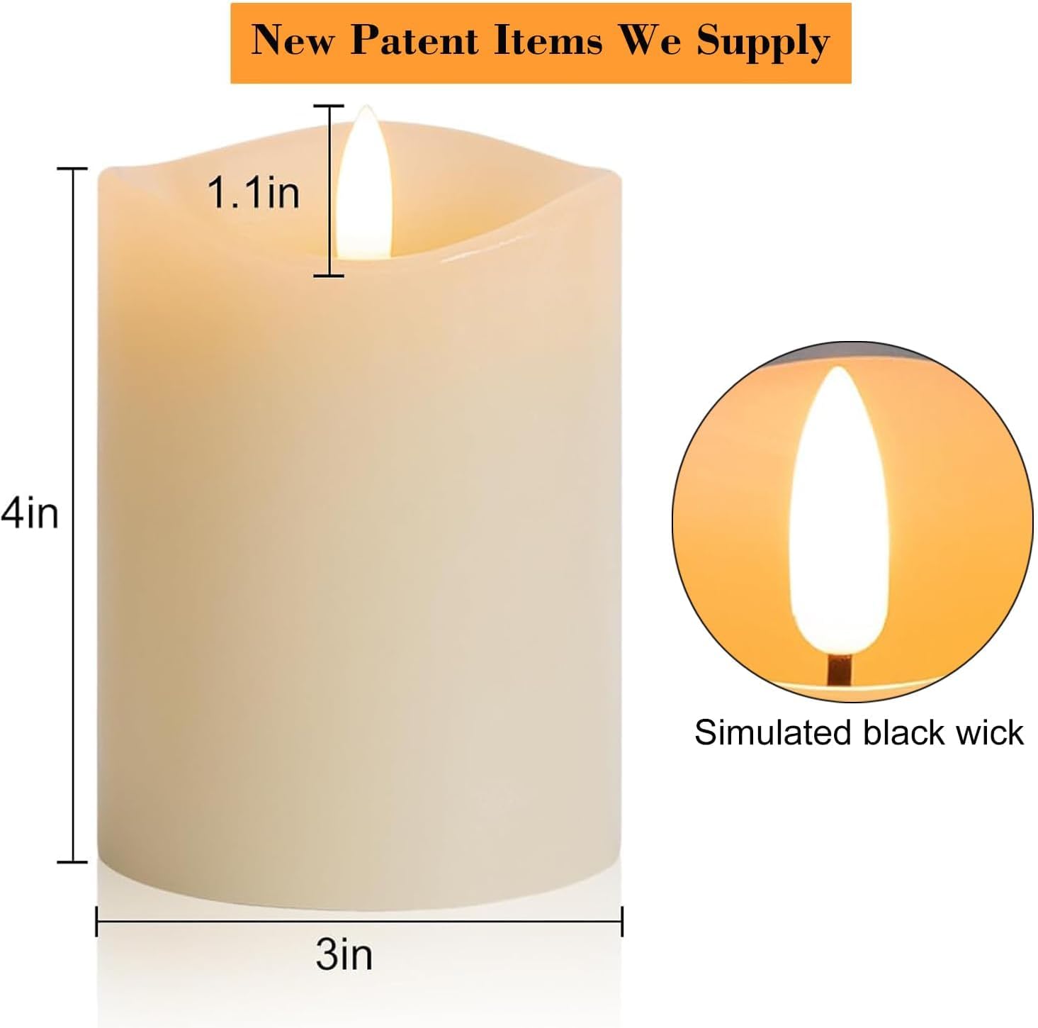 3 x 4 Inch Flameless Candles with Remote Set of 6 for Wedding Decor | Real Wax Battery Candles, Flickering LED Candles