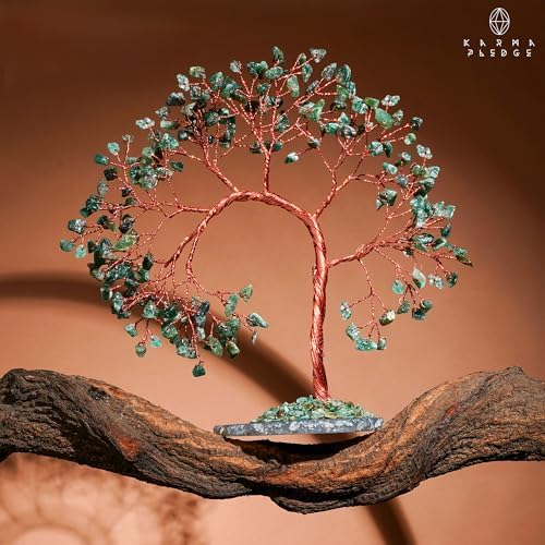 Green Aventurine Crystal Tree of Life, 7 Chakra Healing Crystals Trees, Handcrafted Money Bonsai Tree, Feng Shui Decor