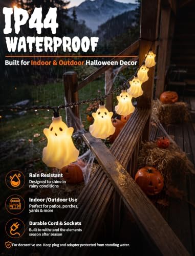 Halloween Ghost String Lights 8.5FT 10 White Ghost Lights for Party Decor