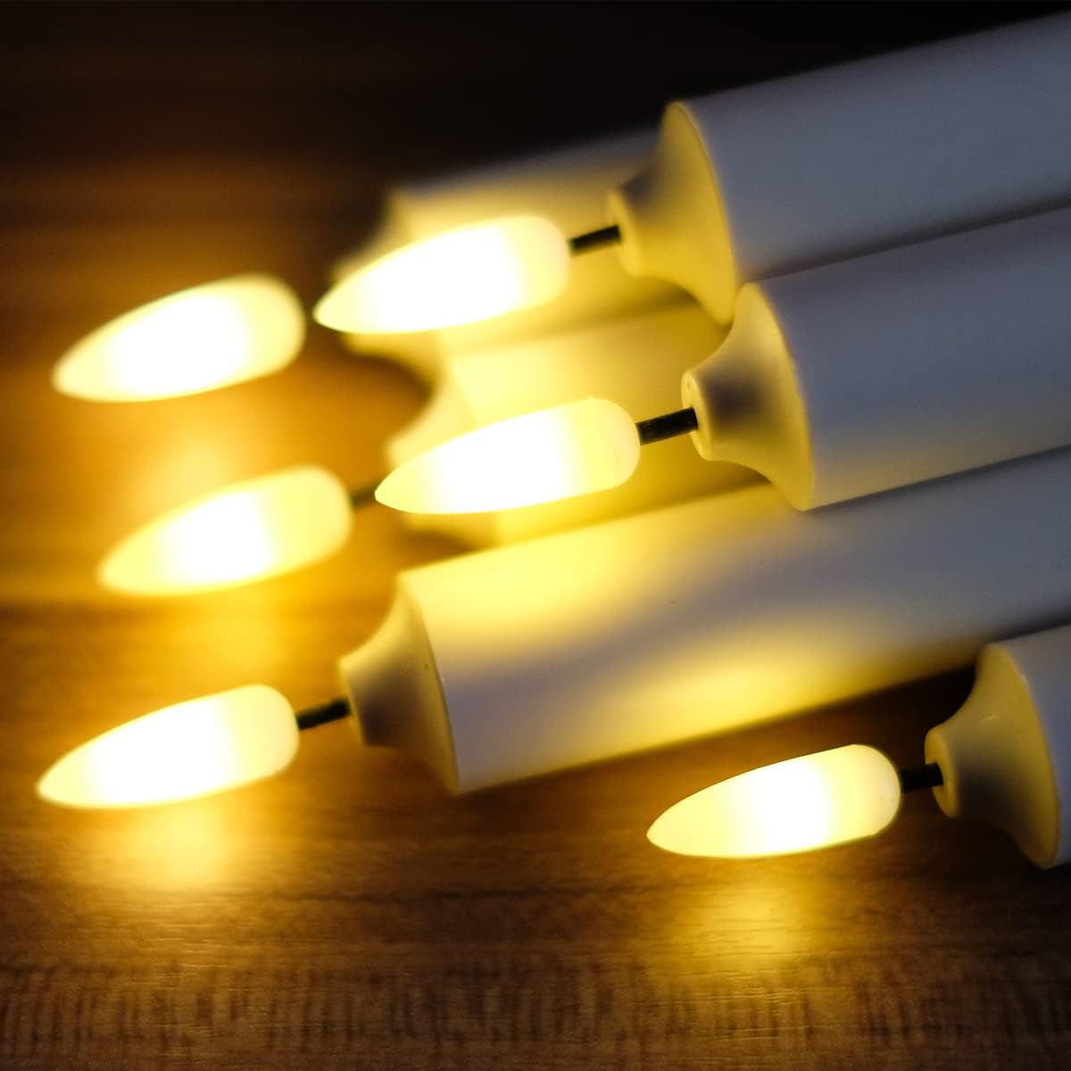 6 Pack Windows Candles with 12 AA Batteries(Include, Run More Than 400 Hours) + 6 Golden Removable Candlesticks + 6