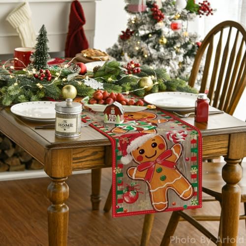 Artoid Mode Gingerbread Xmas Table Runner Home Party Decor 13x108 Inch