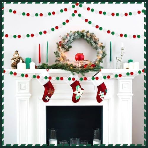 MARFOREVER 4 Pack 26.3 Ft Christmas Pom Pom Garland Ornaments Decorations