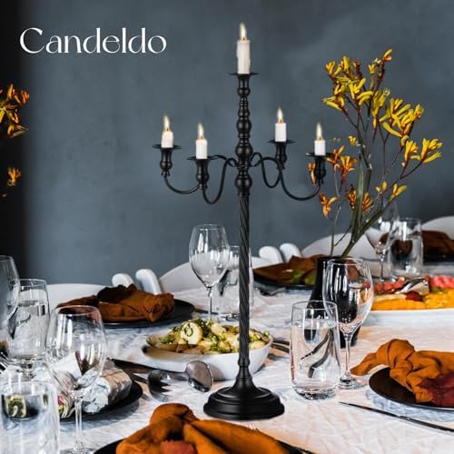 Candeldo 28 Inches Black Floor Candelabra Halloween Decorations Set of 2