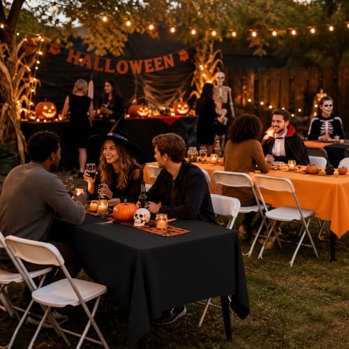 misaya 12 Packs Disposable Plastic Halloween Table Cloth Black and Orange