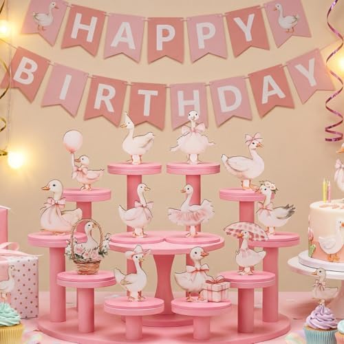 Amyhill 12 Pcs Goose Table Decorations Wooden Tabletop Centerpiece Wooden Table Sign for Tiered Tray Fiesta Carnival Party