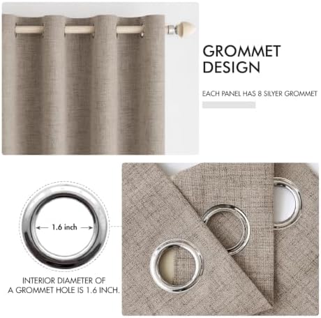MIULEE 100% Blackout Linen Curtains for Bedroom 52x45 Inches Linen