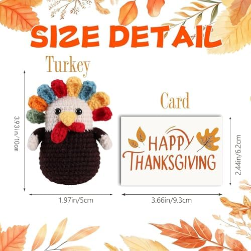 Happy Thanksgiving Gifts Crochet Turkey - Handmade Crochet Turkey Animal for Kids Women Men Family Friends, Fall Thanksgiving Basket Stuffers with Card&Box for Table Desk Home Decoration