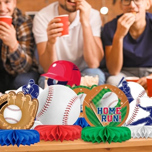 Baseball Party Supplies:Baseball-Themed Honeycomb Centerpiece for Baseball Birthday & Gameday Celebrations - Essential Decorations & Favors