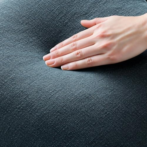 MIULEE Linen Fringe Decorative Euro Throw Pillow Covers Navy Blue 26x26