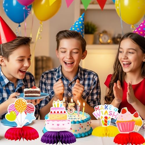 9 Pcs Happy Birthday Decorations Honeycomb Table Decoration Centerpieces