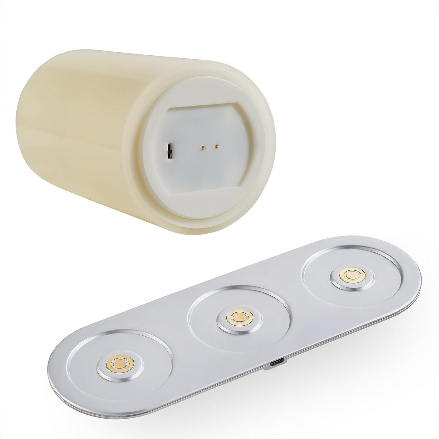 Rechargeable Flameless Pillar Candle with Remote Timer, 3D Moving Flame Real Wax Led Pillar Candles (Ivory