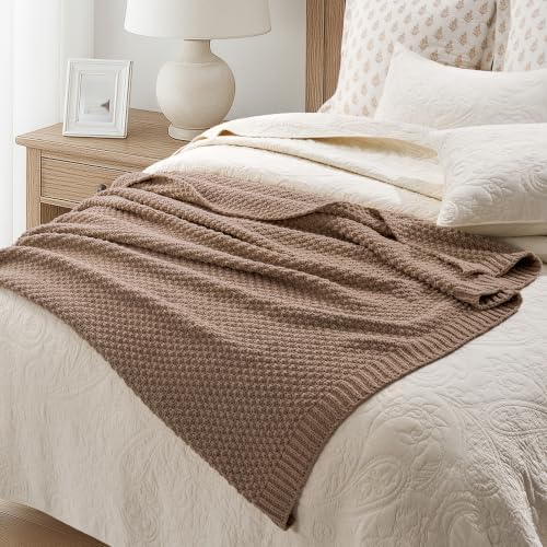EVERGRACEHOME Chunky Chenille Knit Throw Blanket, 50 x 60, Rosewood