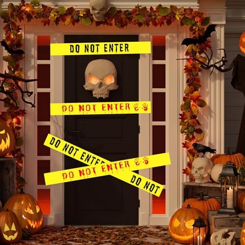 2Pcs Halloween Decorations Caution Tape - 2 inch x 164 feet Do Not Enter Caution Tape Roll Yellow Scary Hazard Warning Tape Safety Outdoor DIY Spooky Decorative for Party,Door,Danger Areas,Indoor